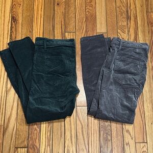 Dark Green and Gray Corduroy Pants